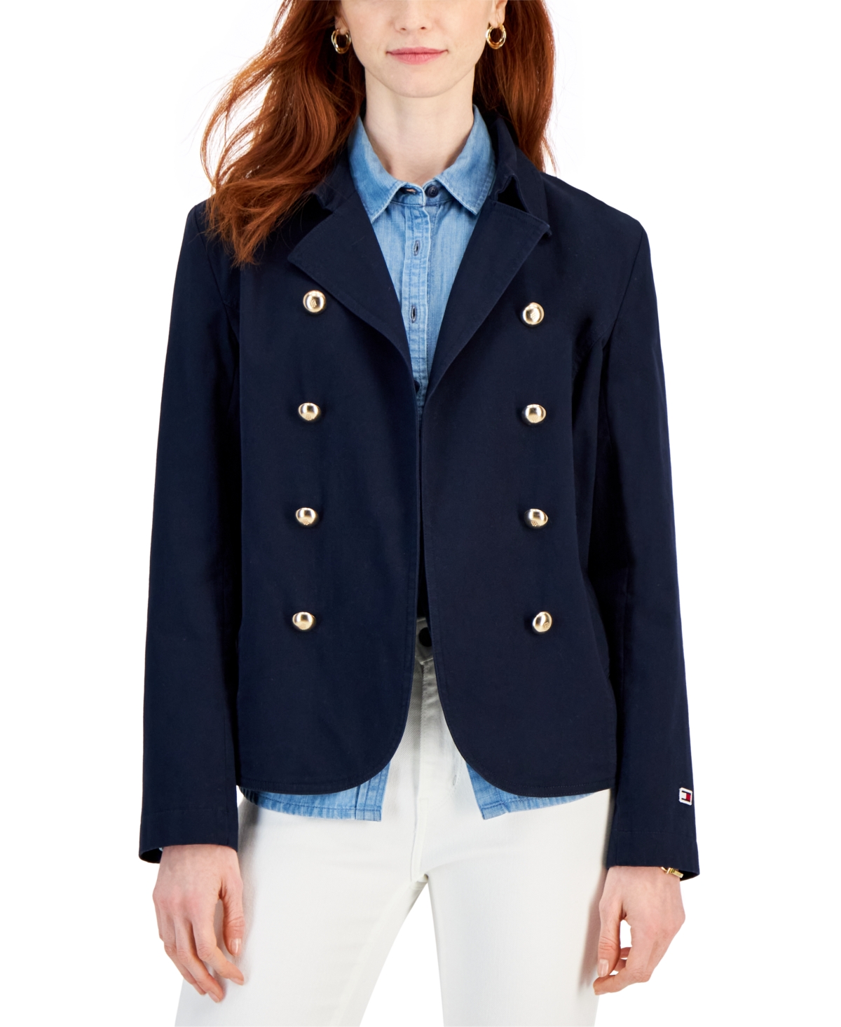 TOMMY HILFIGER WOMEN'S DOUBLE-BREASTED OPEN-FRONT JACKET