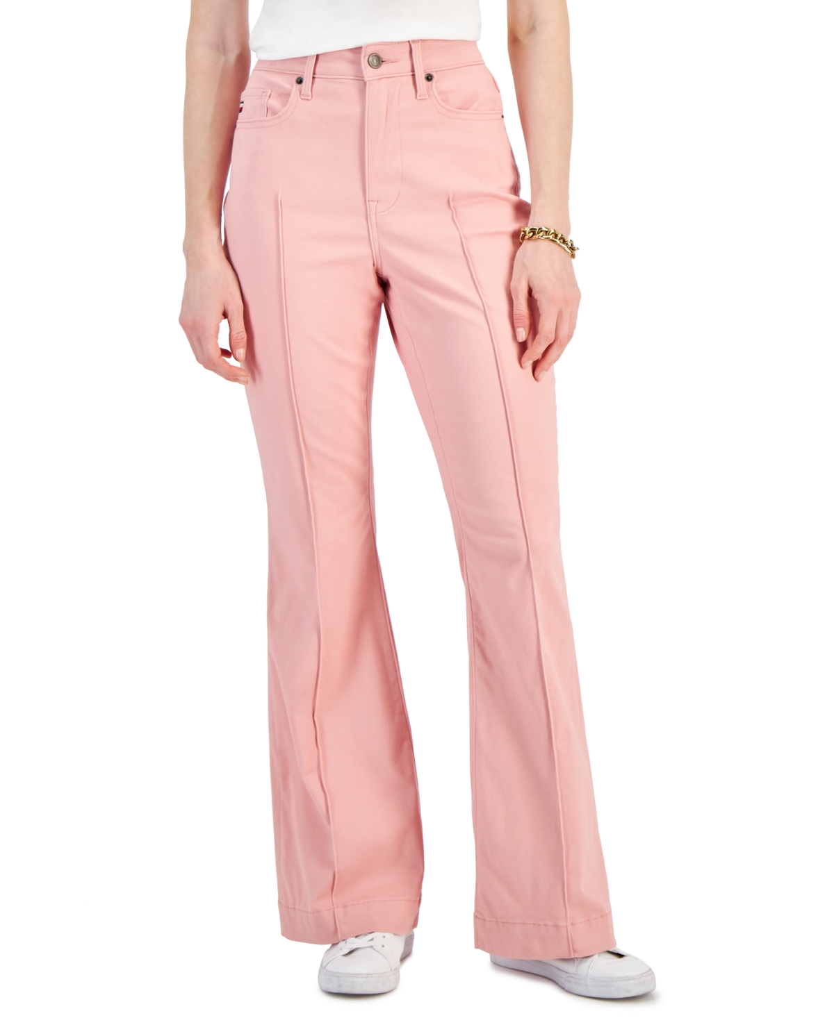 Tommy Hilfiger Women's Seam-front Flare-leg Pants In Bridal Rose