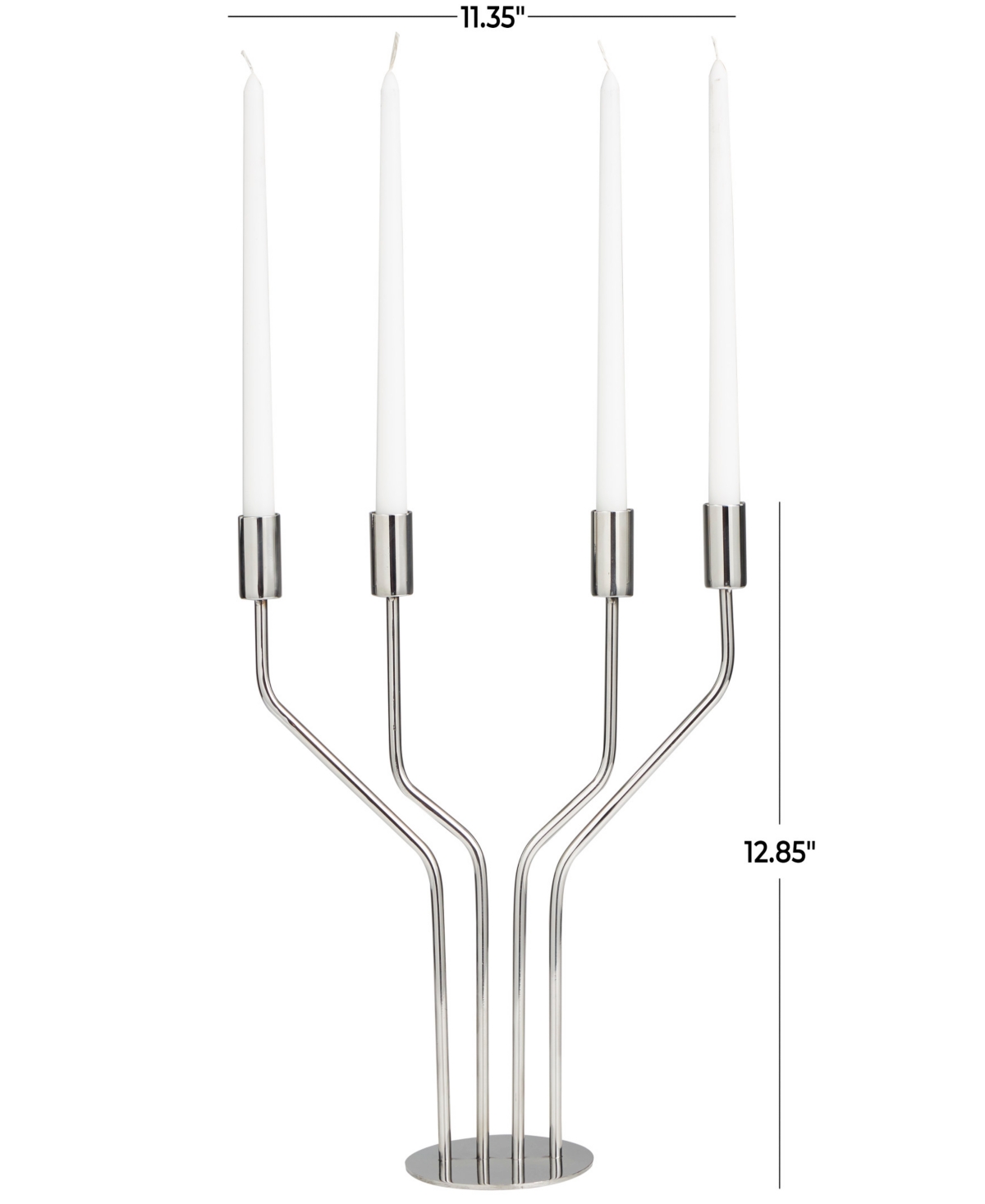 The NovogratzStainless Steel Metal Geometric Abstract Angled Candelabra with Round Base, 11