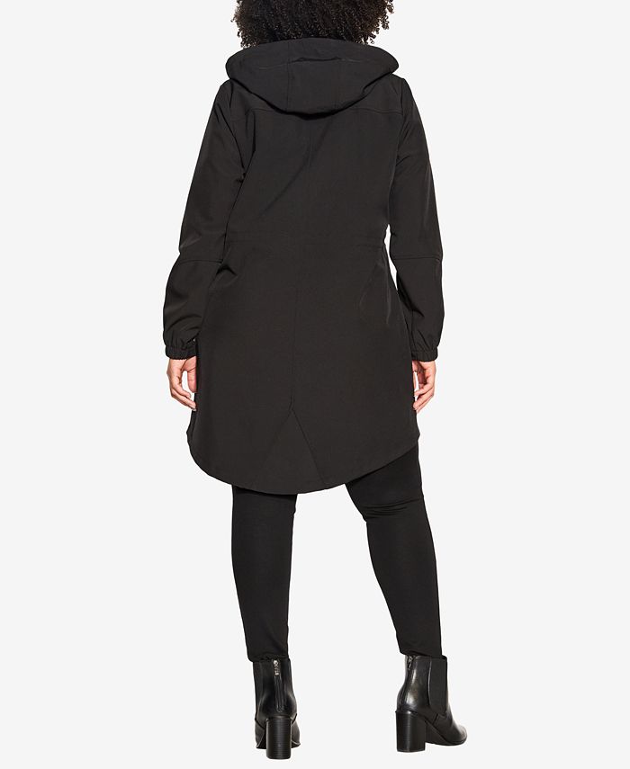 AVENUE Plus Size Longline Weatherproof Hood Jacket Macy's