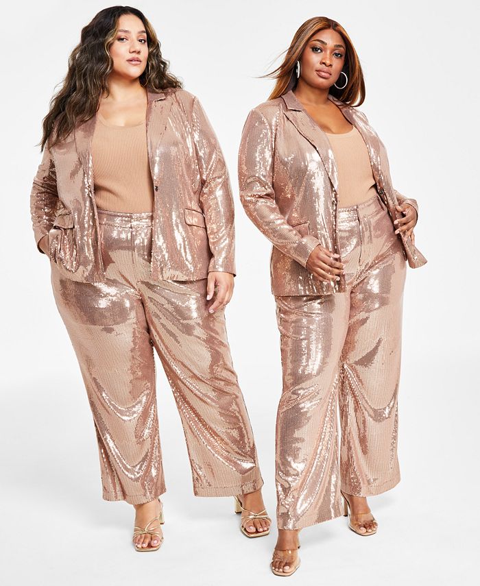 Nina Parker Trendy Plus Size Sequin Joggers, Created for Macy's