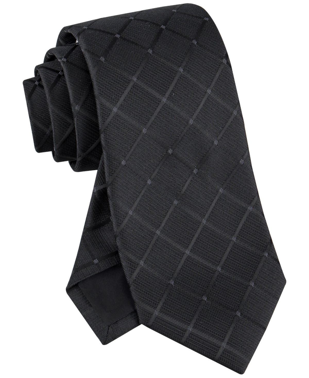 Calvin Klein Men's Herringbone Grid Tie In Black