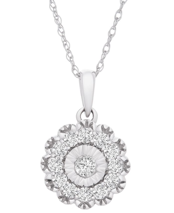 Wrapped in Love Diamond Flower Pendant Necklace (1/2 ct. tw) in 14k ...