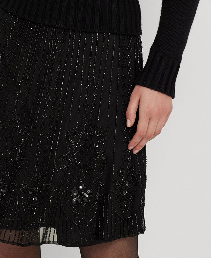 Lauren Ralph Lauren Petite Beaded A-Line Miniskirt - Macy's