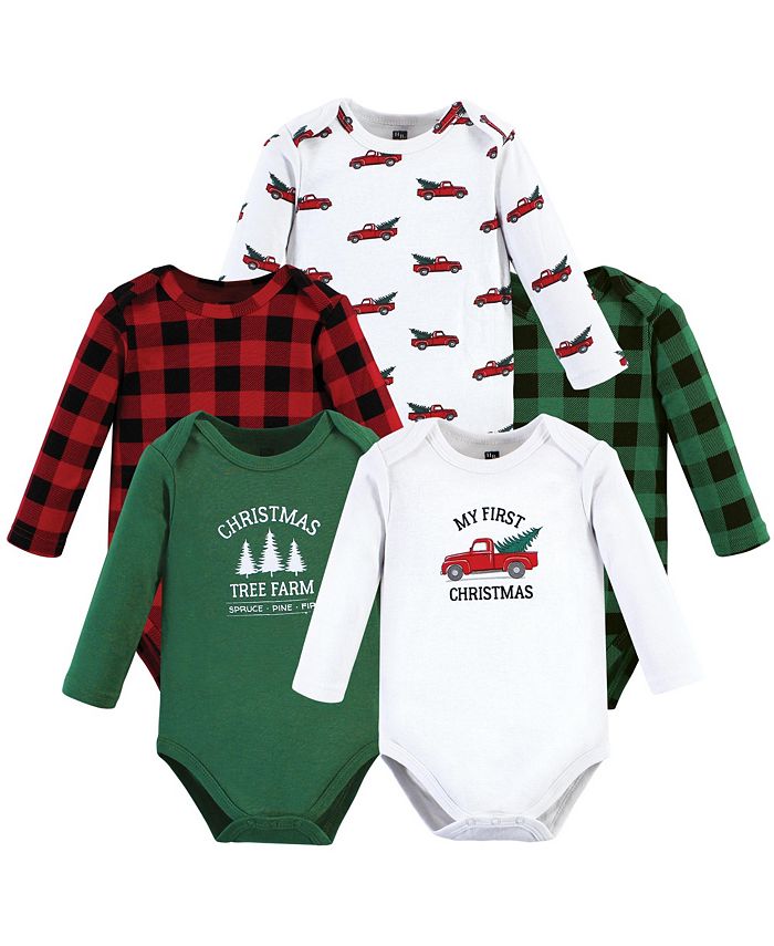 Hudson Baby Baby Boys Unisex Baby Cotton Long-Sleeve Bodysuits, Christmas  Tree, 5-Pack - Macy's