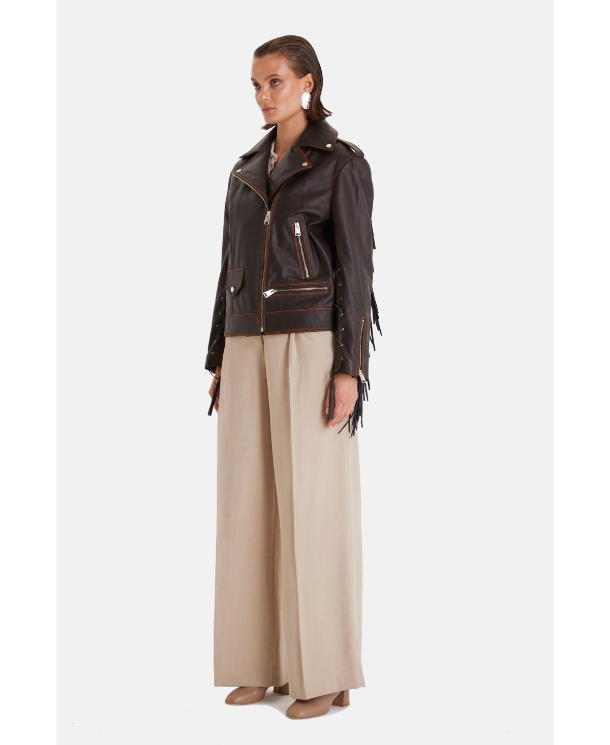 Furniq Uk Women's Genuine Leather Jacket,- Brown