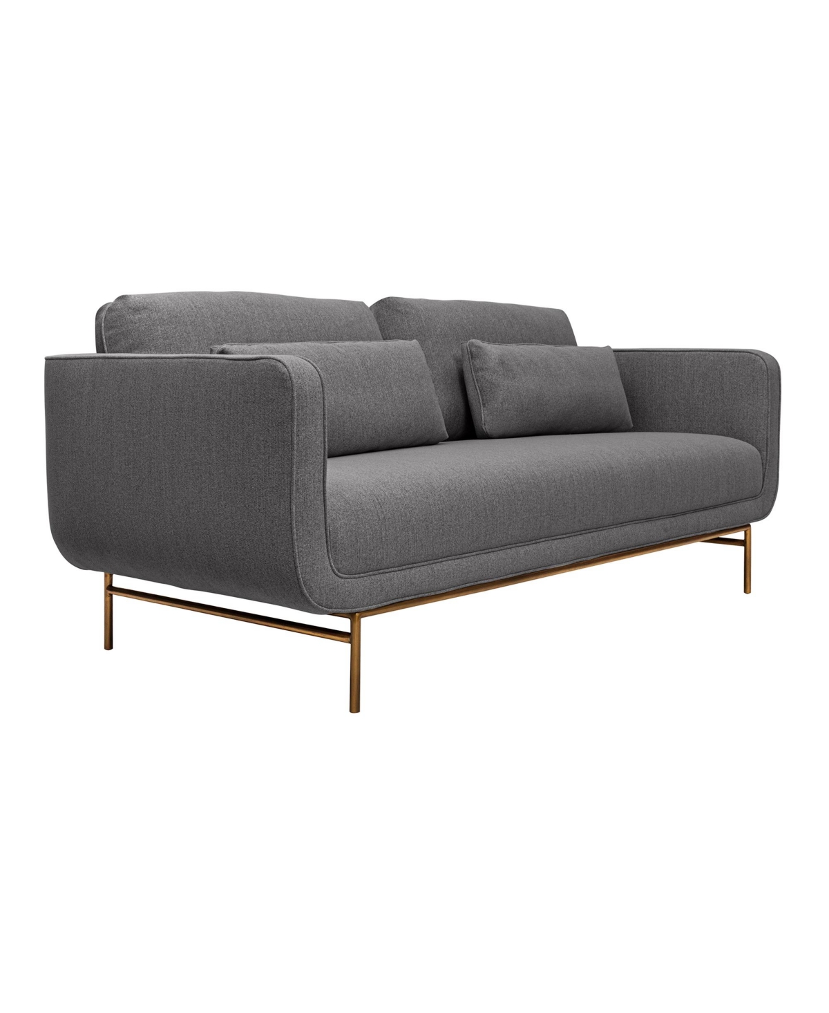 Armen Living Lilou 77" Polyester With Metal Legs Sofa In Gray,antique Brass