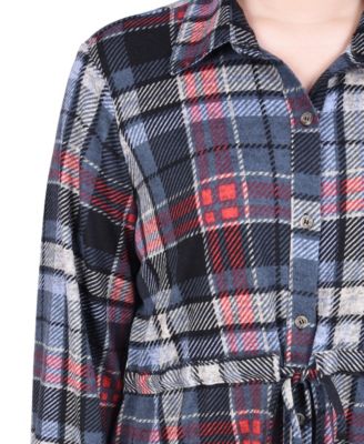 Petite Long Dolman Sleeve Drawstring-Waist Tunic Top