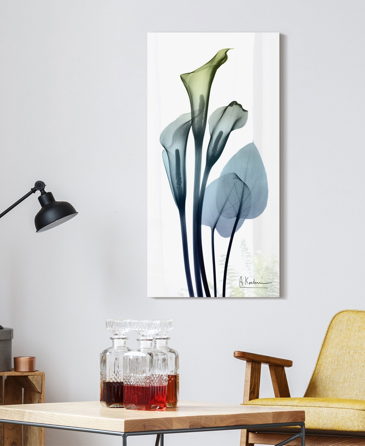 EMPIRE ART DIRECT "CALIA LILY" FRAMELESS FREE FLOATING TEMPERED GLASS PANEL GRAPHIC WALL ART, 48" X 24" X 0.2" 