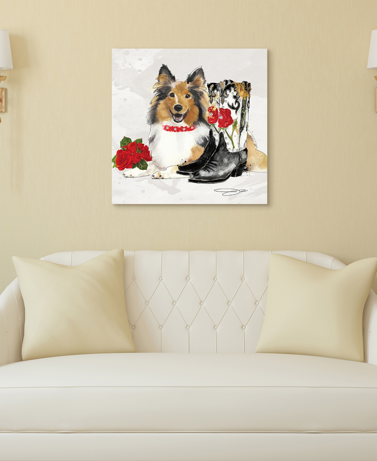 Shop Empire Art Direct "collie" Unframed Free Floating Tempered Glass Panel Graphic Dog Wall Art Print 20" X 20", 20" X 20" In Multi-color