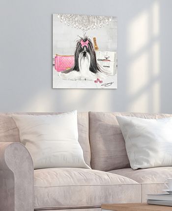 Empire Art Direct Frameless Free Floating Print Tempered Glass Panel  Graphic Pet Wall Art Ready to Hang, 20 x 20, Pretty in Pink Shih Tzu