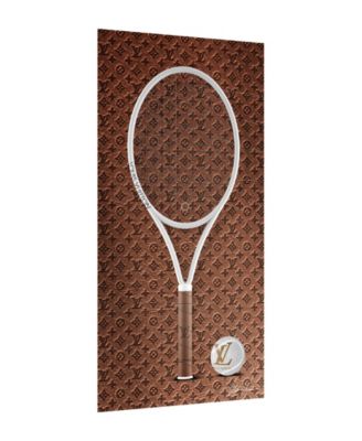 "Louis Vuitton Vibes Racquet" Frameless Free Floating Tempered Glass Panel Graphic Wall Art, 24" x 48" x 0.2"