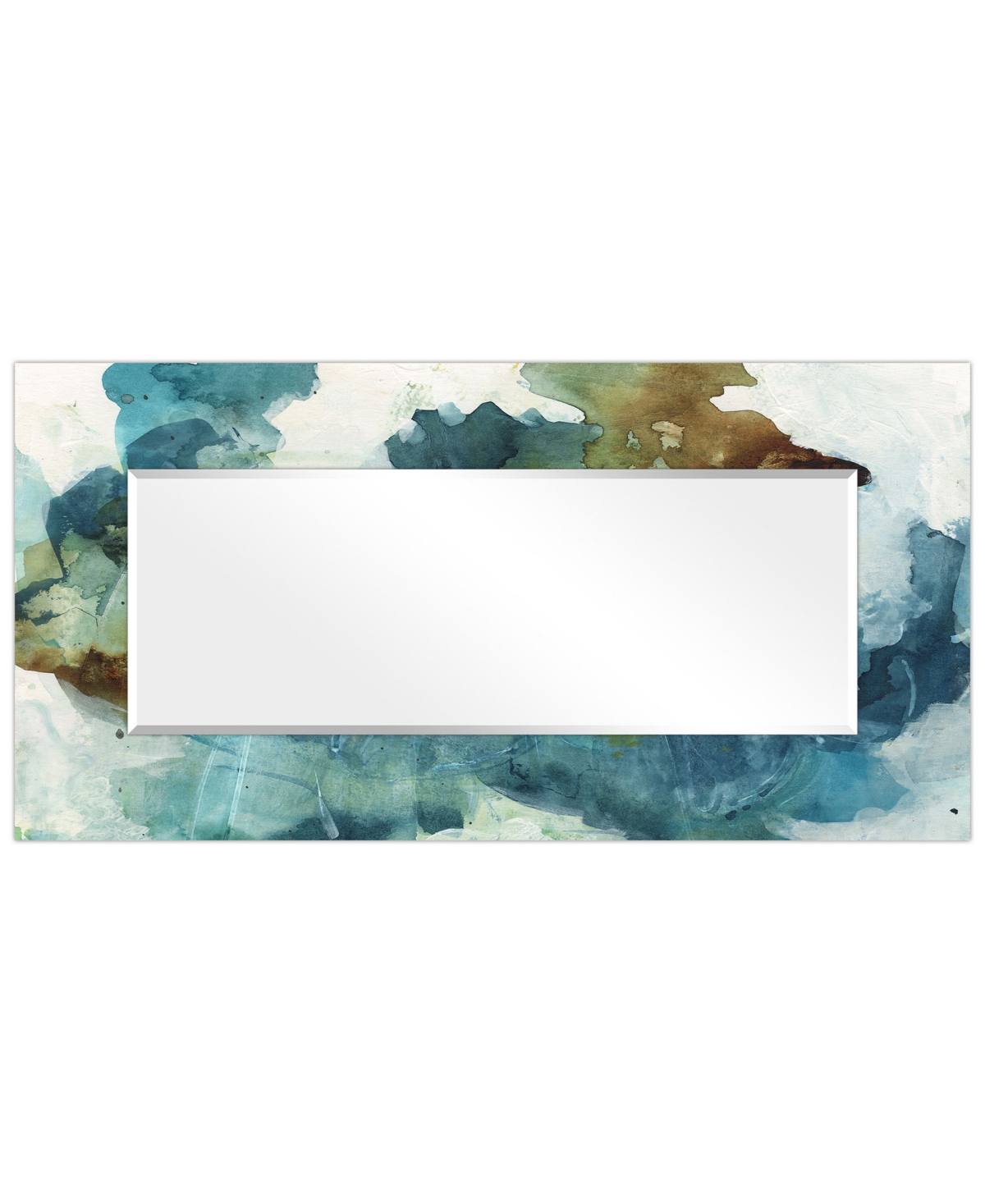 Shop Empire Art Direct "blue Sky" Rectangular Beveled Mirror On Free Floating Printed Tempered Art Glass, 72" X 36" X 0.4" In Green