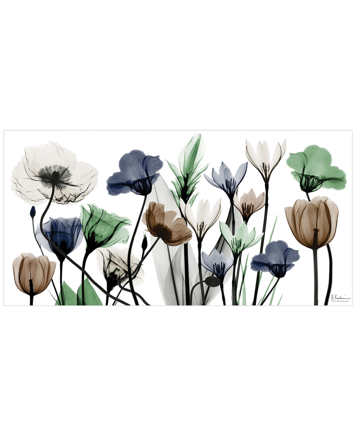 Empire Art Direct "floral Landscape" Frameless Free Floating Tempered Glass Panel Graphic Wall Art, 24" X 48" X 0.2" In Multi-color