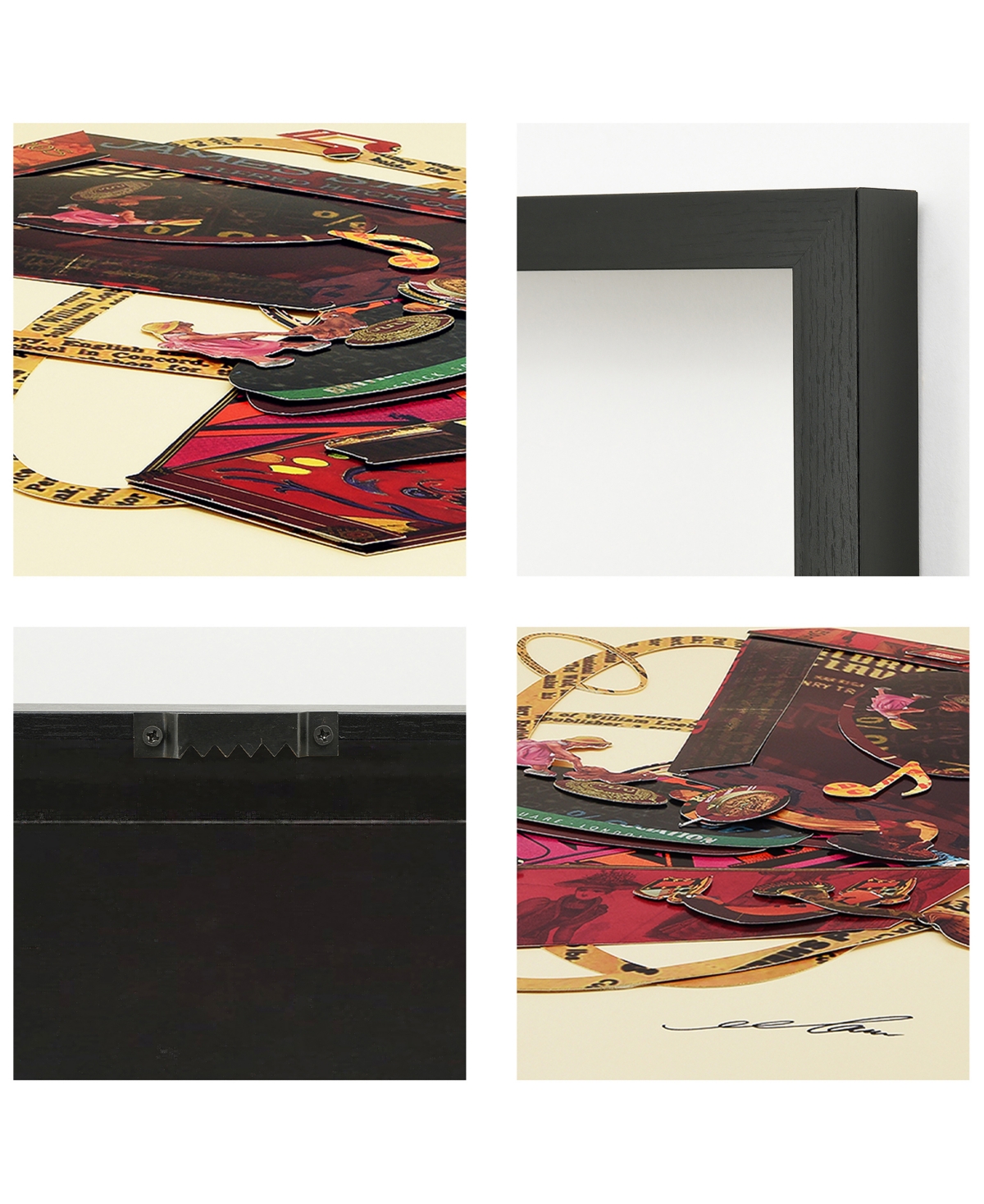 Empire Art Direct "wind Up 78 "hand-made Dimensional Music Box Art Collage, Under Glass, Encased On A Black Shadow Box In Red,multi-color