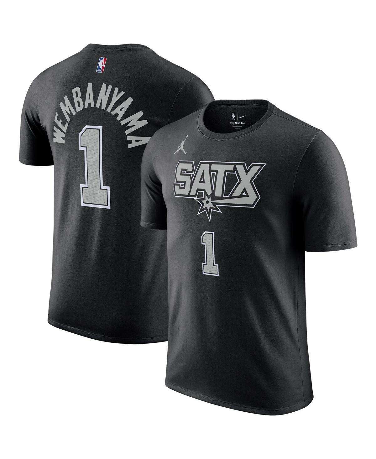Shop Jordan Men's  Victor Wembanyama Black San Antonio Spurs Statement Edition Name And Number T-shirt