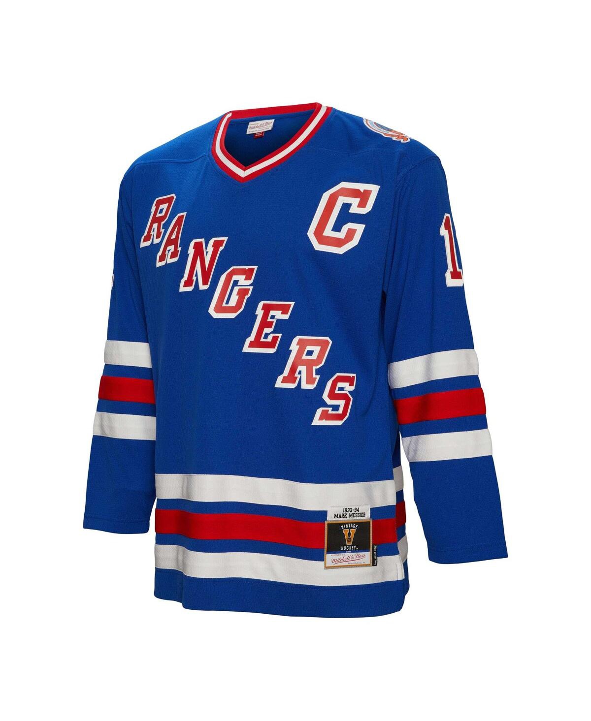 Men's Mitchell & Ness Mark MessierNew York Rangers Big & Tall 2015 Captain PatchLine Player Jersey - Blue