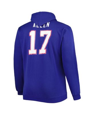 Men's Josh Allen Royal Buffalo Bills Big and Tall Fleece Name and Number Pullover Hoodie