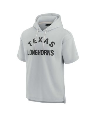 Men's and Women's Gray Texas Longhorns Super Soft Fleece Short Sleeve Pullover Hoodie