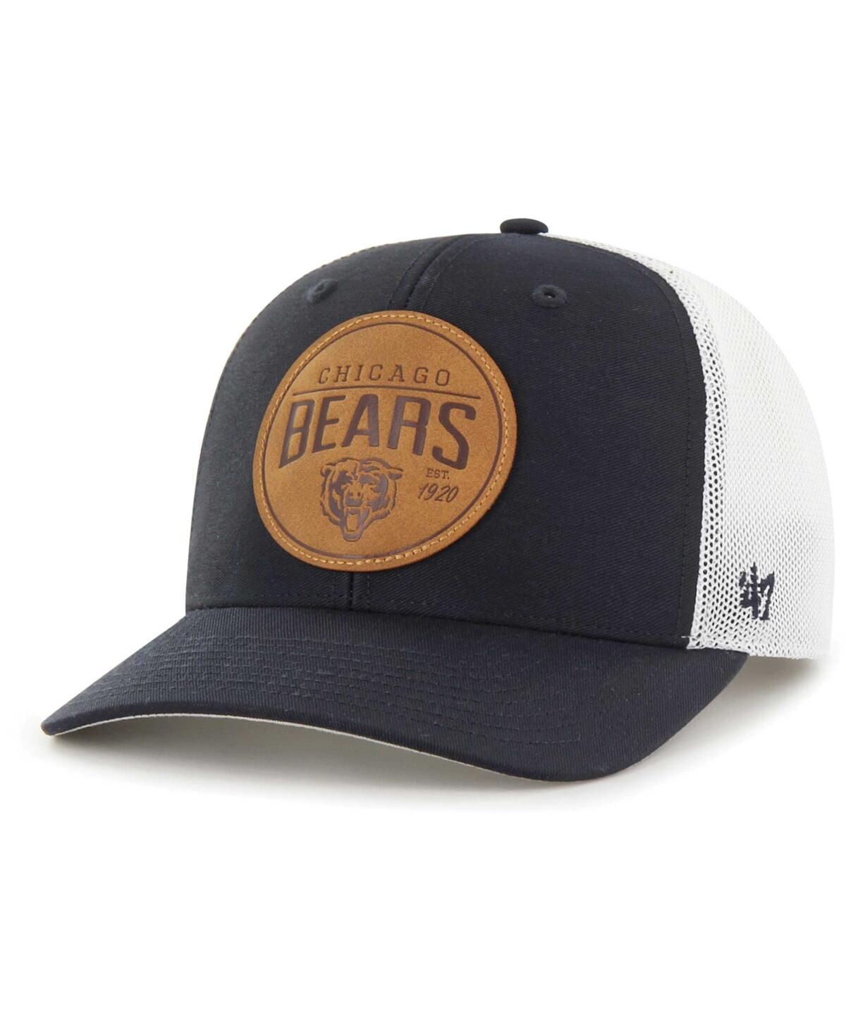 47 Brand Men's ' Navy Chicago Bears Leather Head Flex Hat