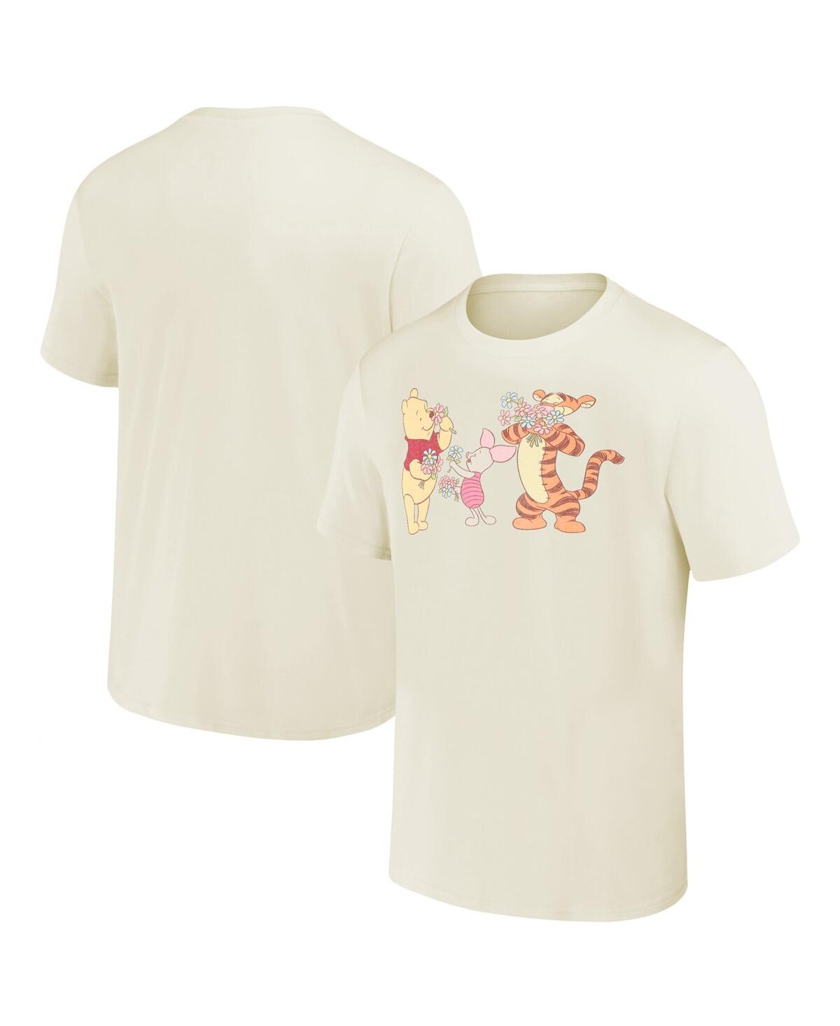 Men's and Women's Mad Engine Cream Winnie the Pooh Flowers T-shirt - Cream