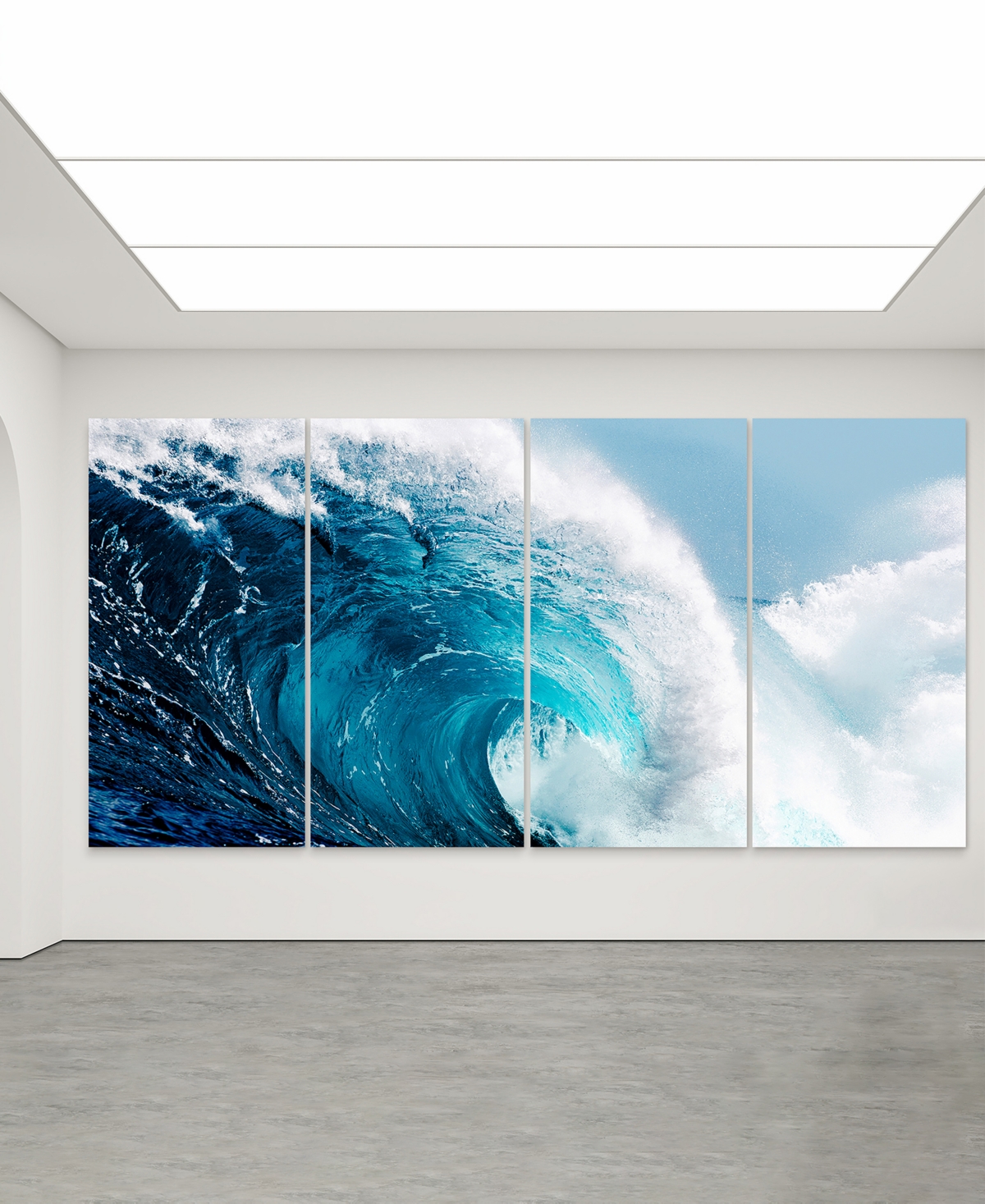 Shop Empire Art Direct Blue Wave Abcd Frameless Free Floating Tempered Glass Panel Graphic Wall Art, 72" X 36" X 0.2" Each