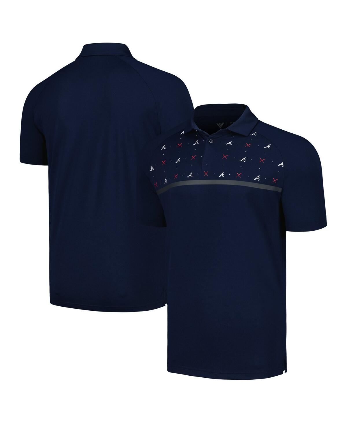 Shop Levelwear Men's  Navy Atlanta Braves Sector Batter Up Raglan Polo Shirt