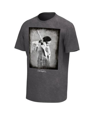 Men's Black Distressed Jimi Hendrix Woodstock Washed Graphic T-shirt