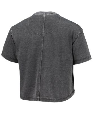 Women's Black Distressed Georgia Bulldogs Edith Vintage-Like Burnout Crop T-shirt