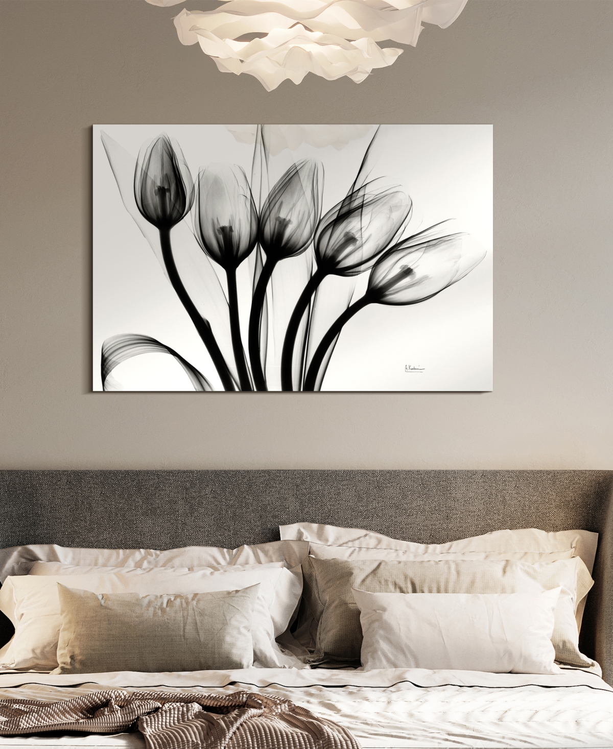 EMPIRE ART DIRECT "MARCHING TULIPS" FRAMELESS FREE FLOATING TEMPERED GLASS PANEL GRAPHIC WALL ART, 32" X 48" X 0.2" 
