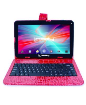 LINSAY - 10.1" 1280x800 IPS Screen Quad Core 2GB RAM Tablet 32GB Android 10 with Red Crocodile Style Keyboard
