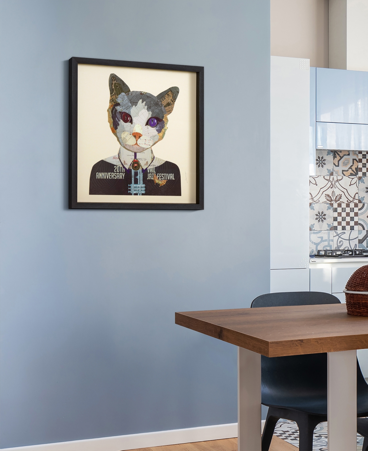 Shop Empire Art Direct "funky Cat 2" Dimensional Collage Framed Graphic Art Under Glass Wall Art, 25" X 25" X 1.4" In Multi-color