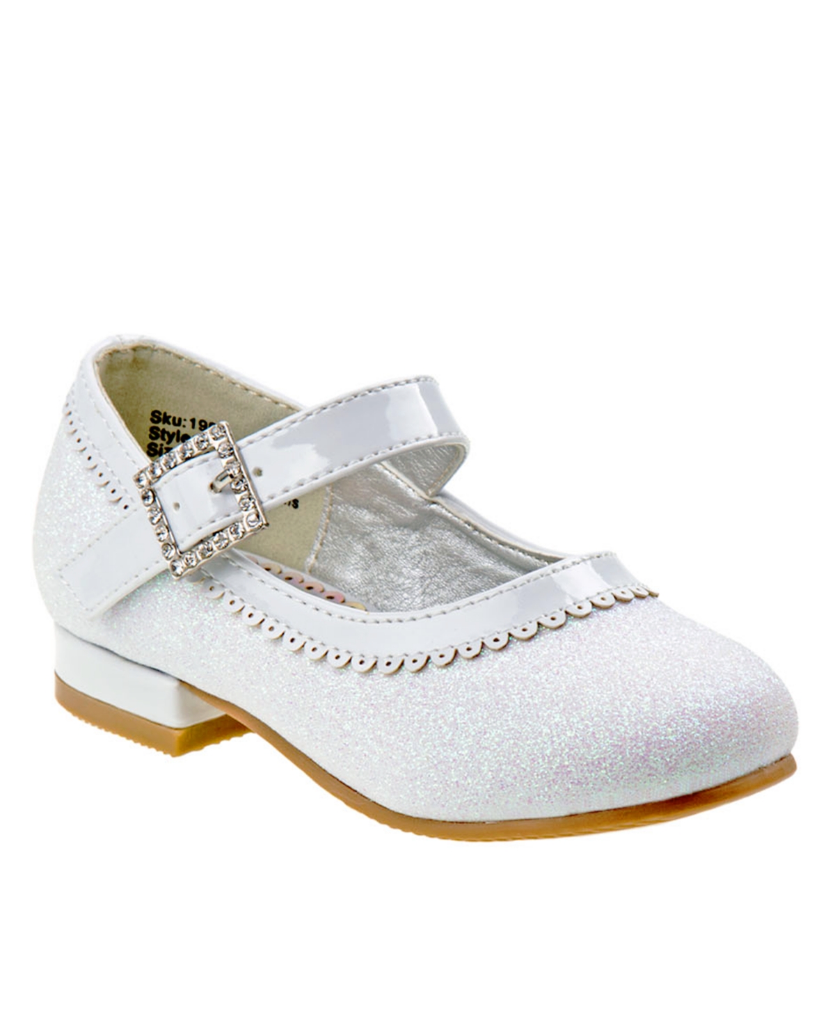 Josmo Kids' Toddler Girls Strap Low Heeled Dress Shoes In White Glitter