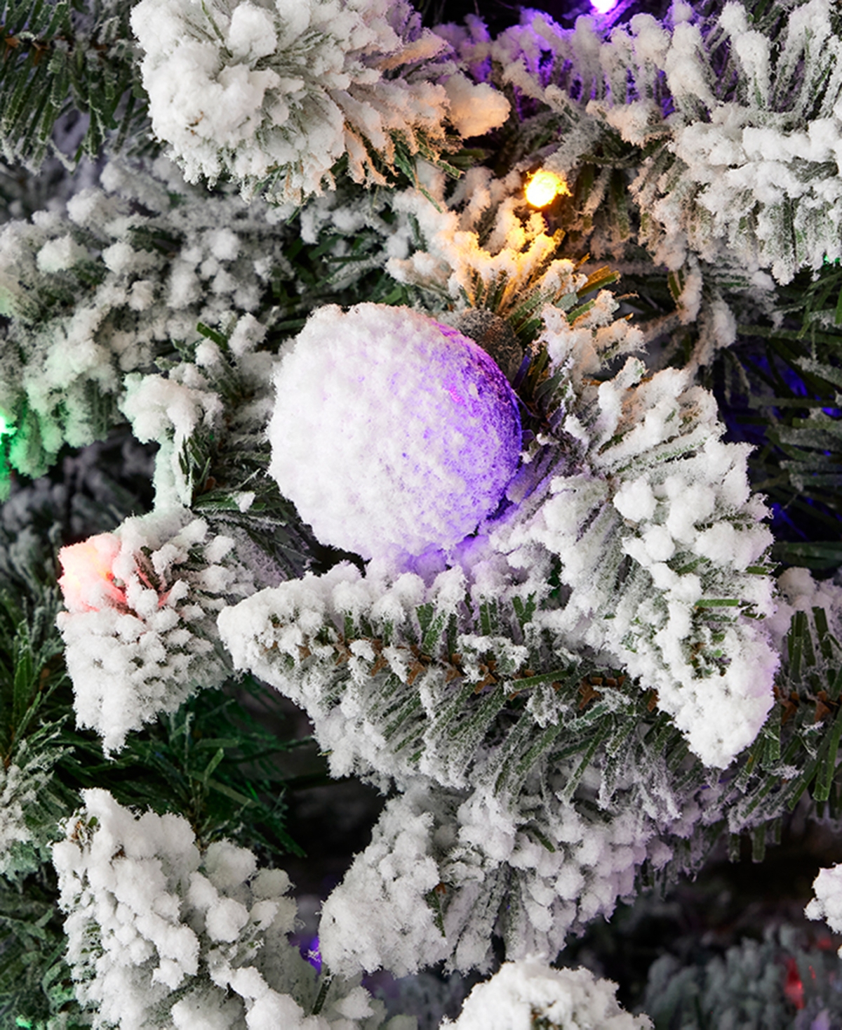 Seasonal Snow Kissed Pine 6.5' Pre-lit Flocked Pvc Full Tree With Metal Stand, 739 Tips, 350 Led Lights In White