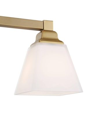 Mencino Modern Wall Light Warm Brass Hardwire 20" 3-Light Fixture Etched Opal Glass Shade for Bedroom Bathroom Vanity Living Room House