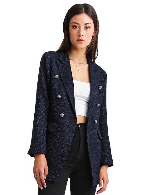 alfani Belle & Bloom Princess Polina Textured Weave Blazer Women's Fashion Shoes & Accessories