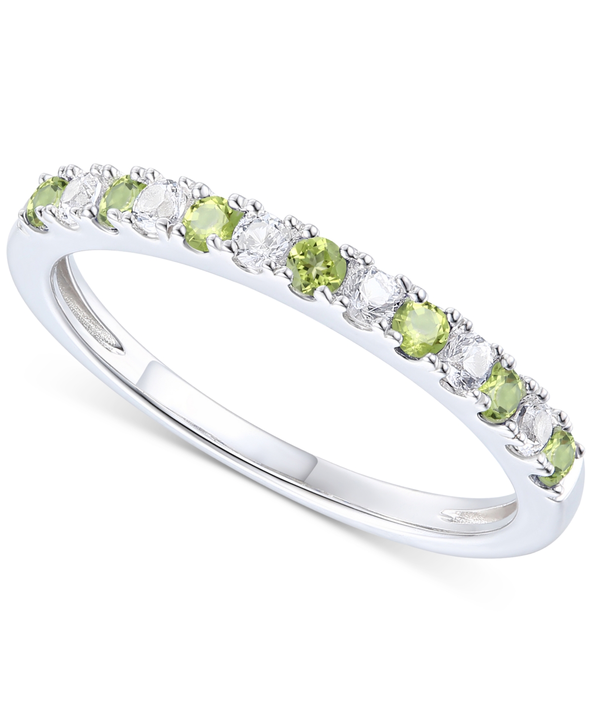 Amethyst (1/5 ct. t.w.) & Lab-Grown White Sapphire (1/5 ct. t.w.) Stack Ring in 14k Gold-Plated Sterling Silver (Also in Additional Gemstones) - Perid