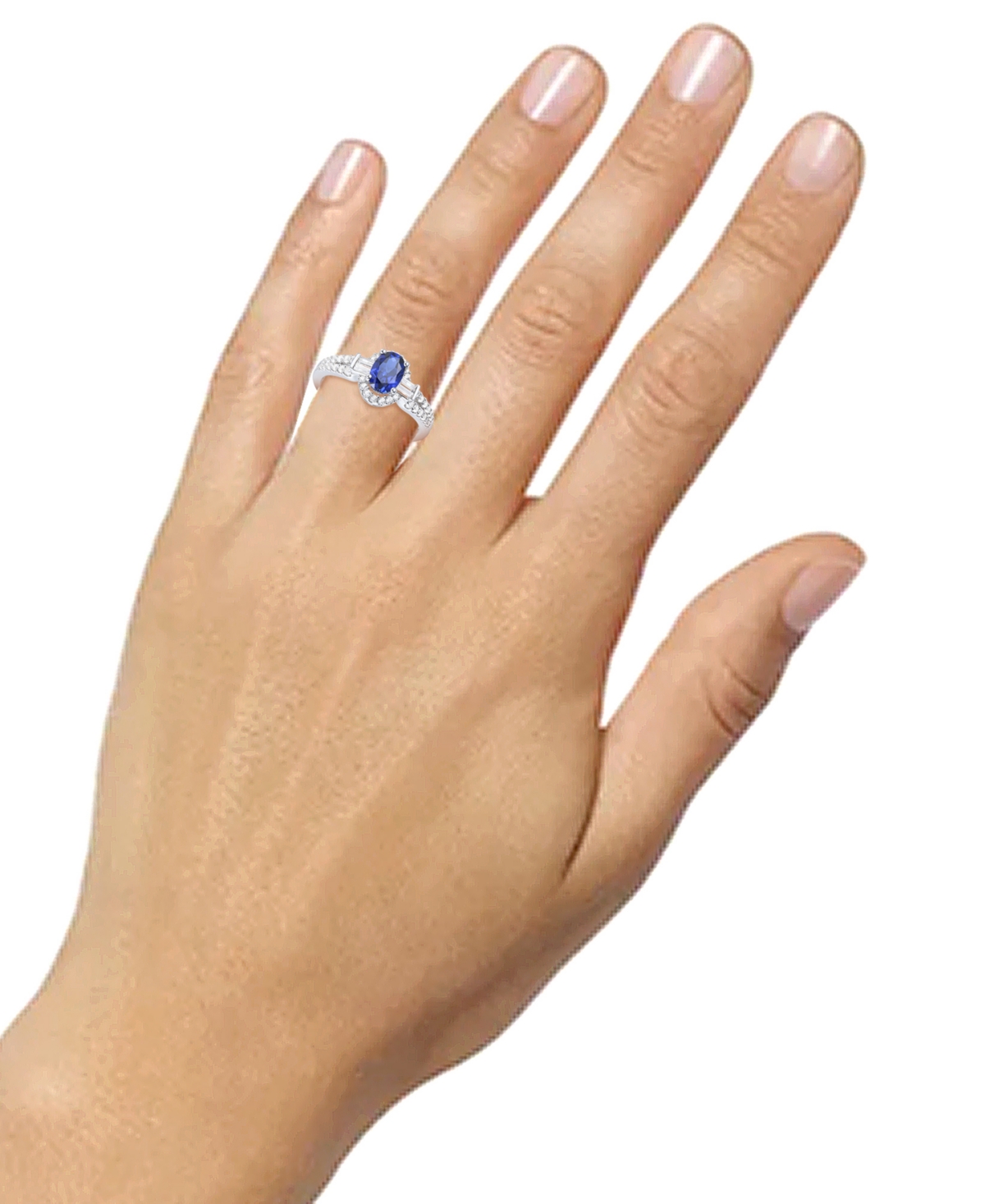 Macy's Lab-grown Blue Sapphire (3/4 Ct. T.w.) & Lab-grown White Sapphire (1/20 Ct. T.w.) In Sterling Silver In Sapphire