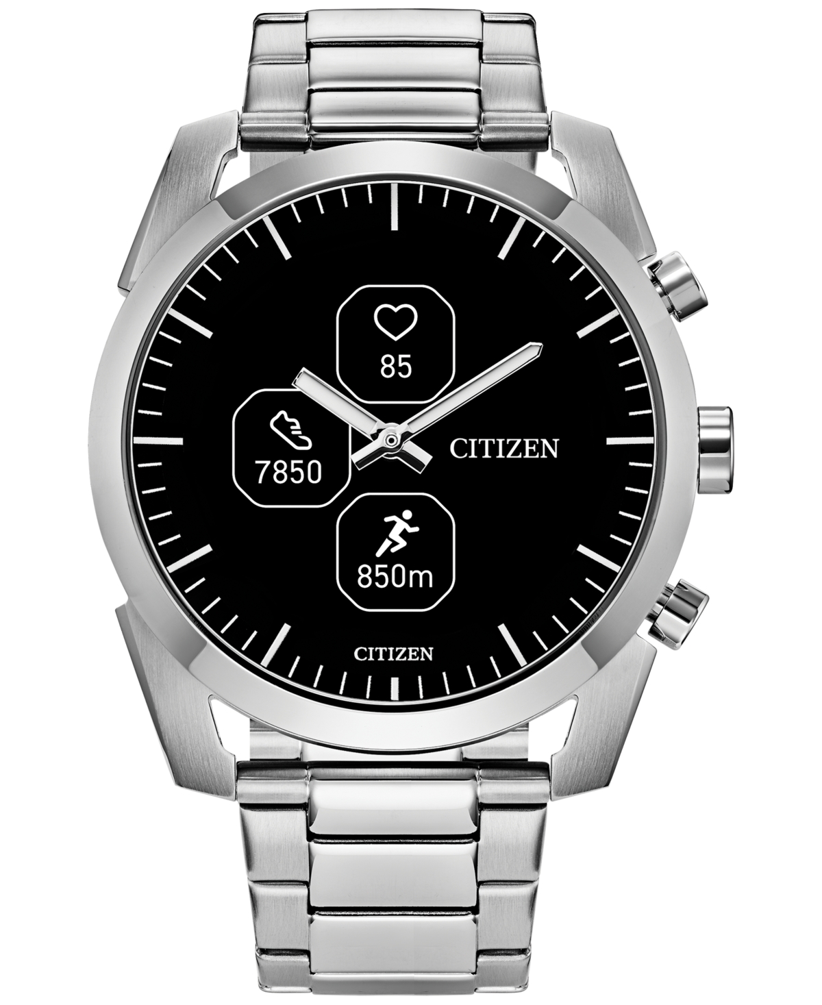 Citizen Men's Cz Smart Hybrid Sport Stainless Steel Bracelet Smart Watch 43mm In Silver