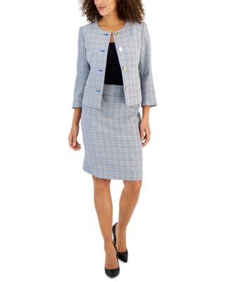 Le Suit Tweed Four-Button Jacket & Pencil Skirt Suit