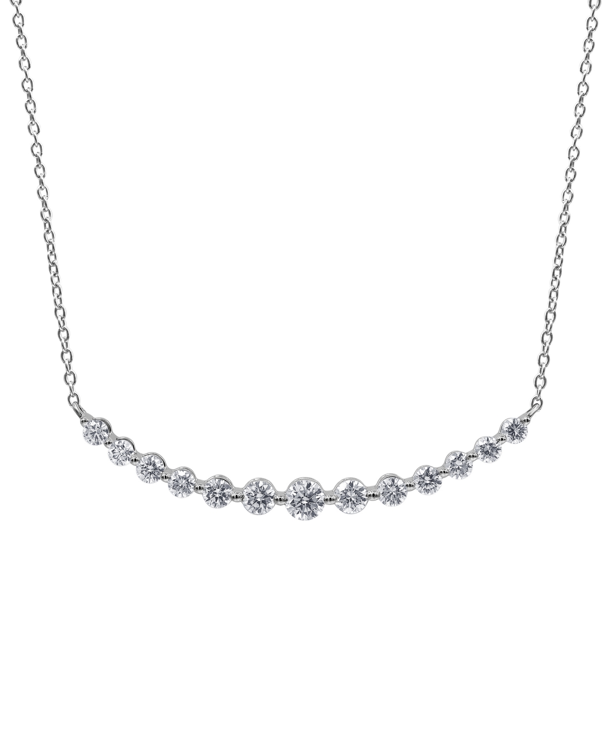 Lab Grown Diamond Curved Bar Collar Necklace (1 ct. t.w.) in 14k White Gold, 16" + 2" extender - White Gold