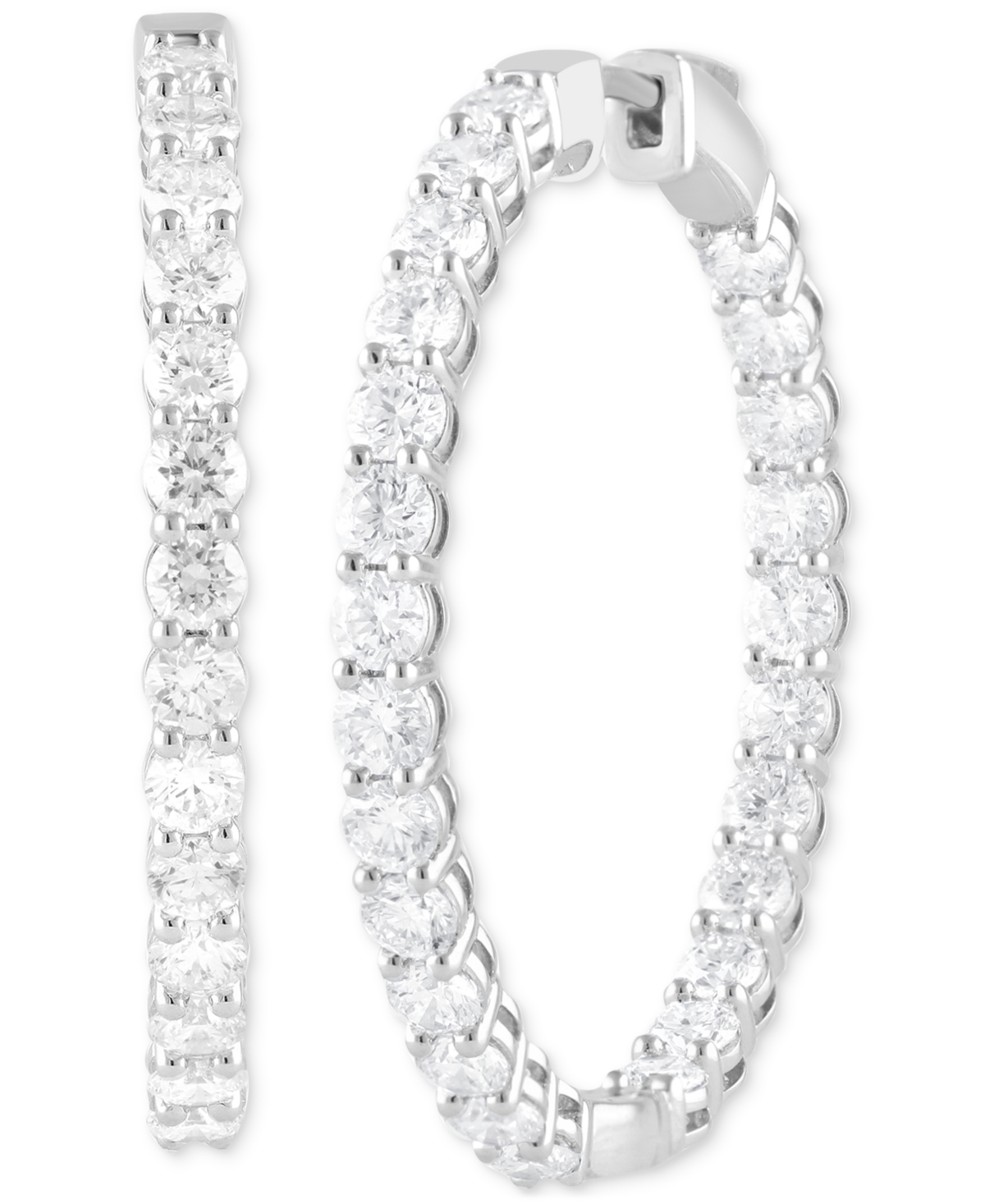Lab Grown Diamond In & Out Medium Hoop Earrings (5 ct. t.w.) in 14K White Gold, 1.3" - K White Gold