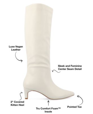 Women's Tullip Kitten Heel Pointed Toe Knee High Dress Boots