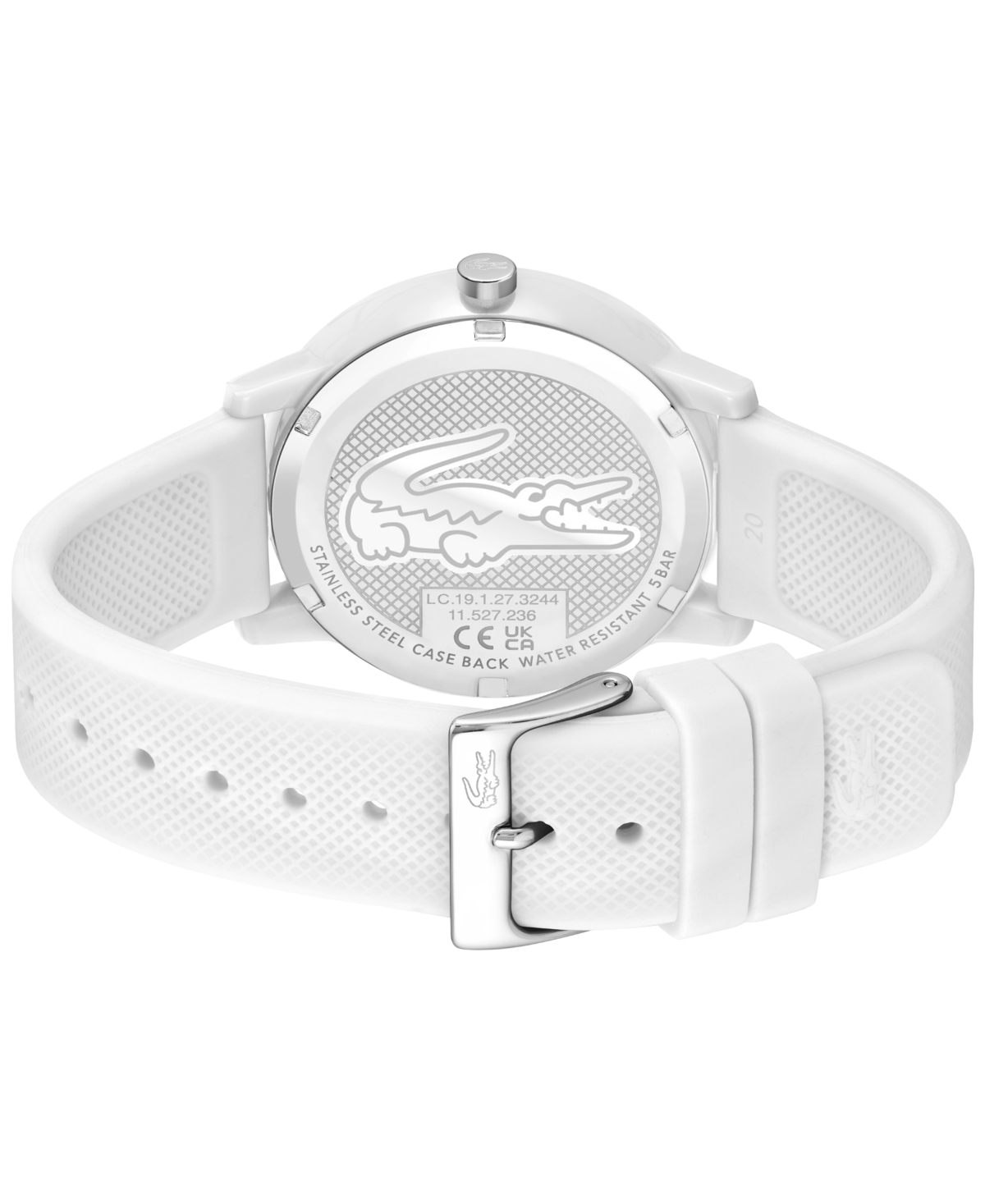 Shop Lacoste Unisex L.12.12 Quartz White Silicone Strap Watch 42mm