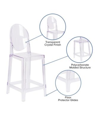 Ghost Counter Stool In Transparent Crystal With Oval Back