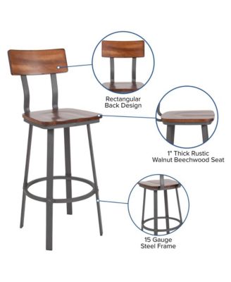 Restaurant Barstool With Wood Seat & Back And Powder Coat Frame