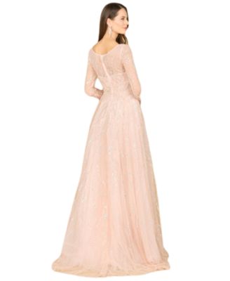 Women's Long Sleeve Beaded Lace Gown