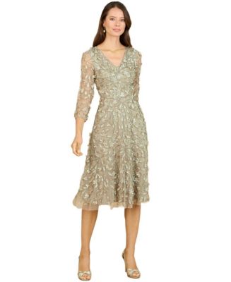Lara Women's Flowing, 3D Embroidered Midi Dress with Sleeves - Macy's
