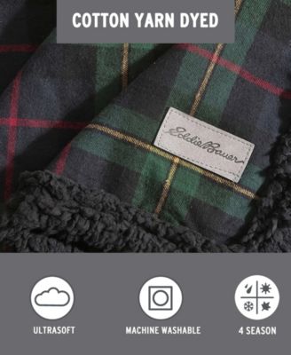 Mountain Pine Tartan Cotton Yarn Dye Reversible Flannel Throw, 60" x 50"