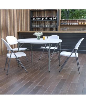 4-Foot Round Bi-Fold Plastic Banquet And Event Folding Table With Carrying Handle